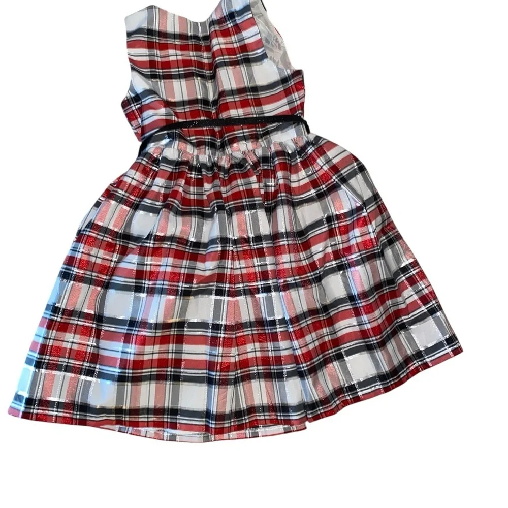 Bonnie Jean Girls sleeveless plaid party dress red white black